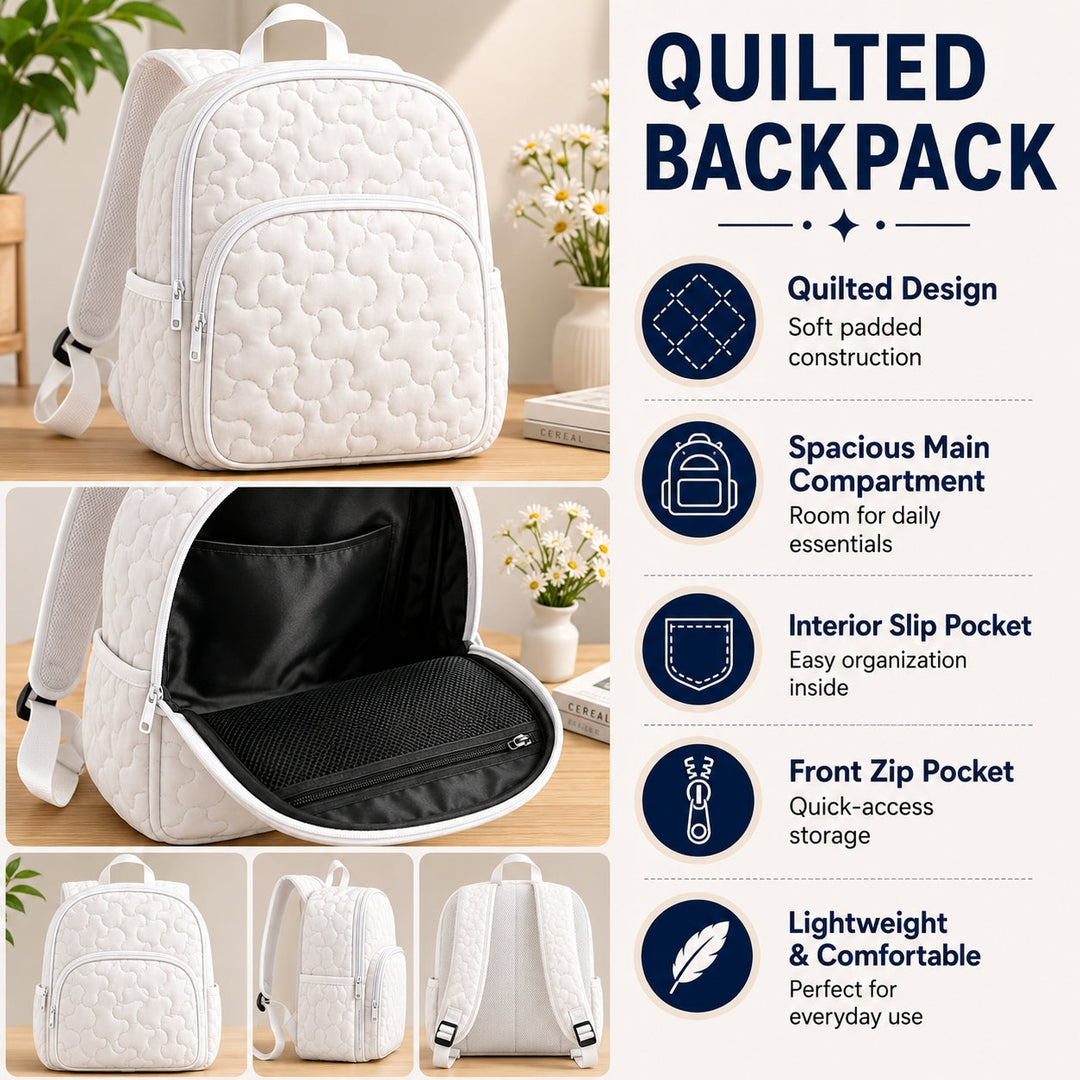 Floral School Bus Quilted Backpack TP04