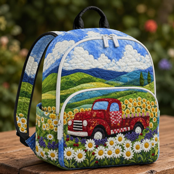 Vintage Red Truck Quilted Backpack TG08